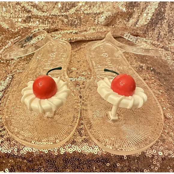 Geli Jelly  Sandal Cherry Red Katy Perry Women 8 Unique Pop Eclectic Novelty - Picture 3 of 6